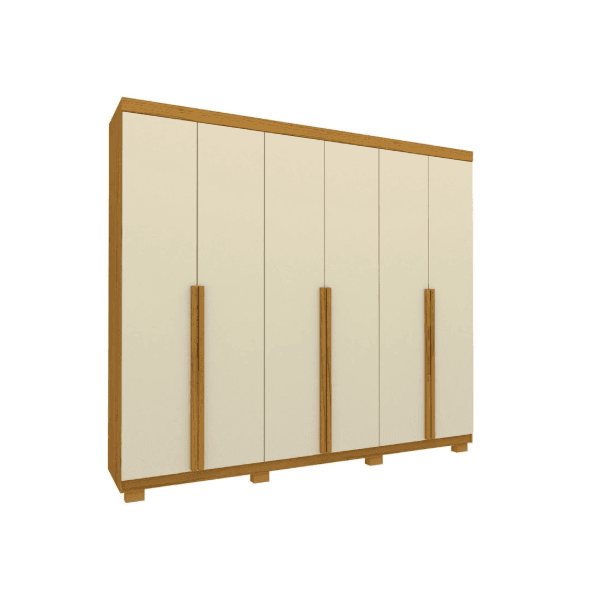 GUARDA ROUPA CASAL IMPERATRIZ 6 PORTAS NATURALE OFF WHITE - GELIUS