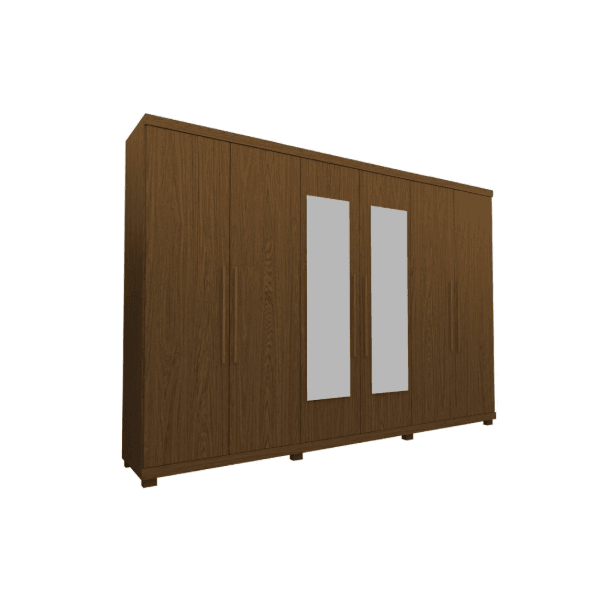 GUARDA ROUPA CASAL IMPÉRIO 6 PORTAS COM ESPELHO CASTANHO / CASTANHO – GELIUS