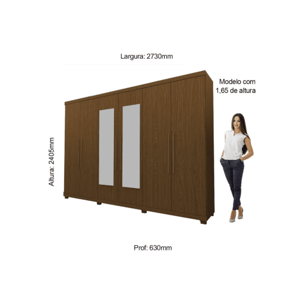 GUARDA ROUPA CASAL IMPÉRIO 6 PORTAS COM ESPELHO CASTANHO / CASTANHO – GELIUS