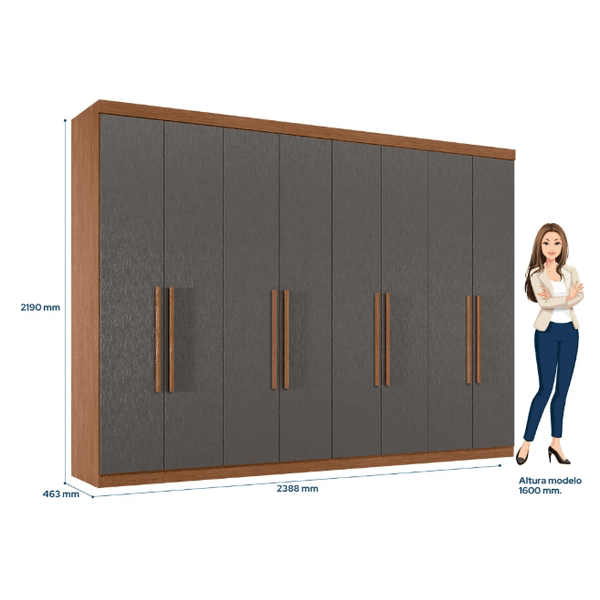 GUARDA ROUPA CASAL MASTER NEW 8.4 JATOBÁ / GRAFITE – SANTOS ANDIRÁ