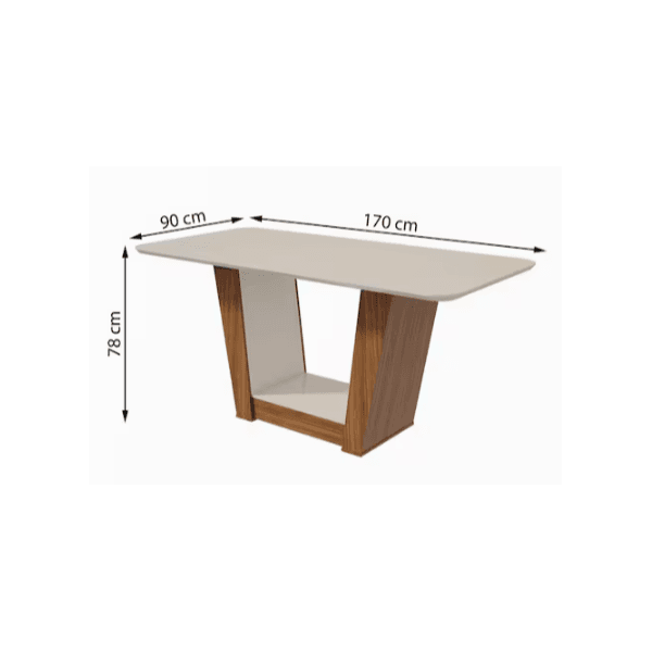 MESA 1,70 APOGEU TAMPO DE MDF/VIDRO C/6 CAD. ANIMALE BEGE - AMENDOA CLEAN LOPAS