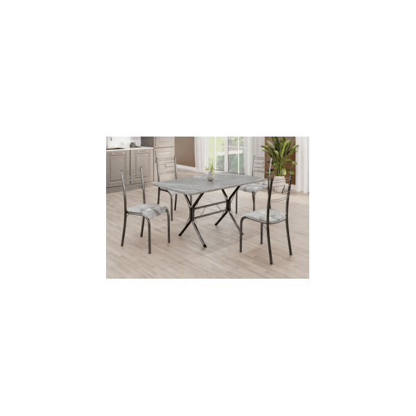 MESA PARATY 4 CADEIRAS BASE CABO FRIO 1,20 C. PRETO BRANCO GR. TOPAZIO - TEIXEIRA