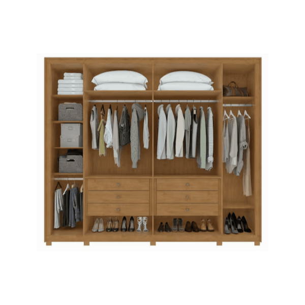 GUARDA ROUPAS IMPERATORE 6 PORTAS 6 GAVETAS C/ ESPELHO AMÊNDOA/OFF WHITE LOPAS