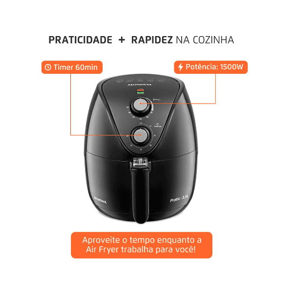 FRITADEIRA AIR FRYER MONDIAL AF-35-BF 3,5L 127V