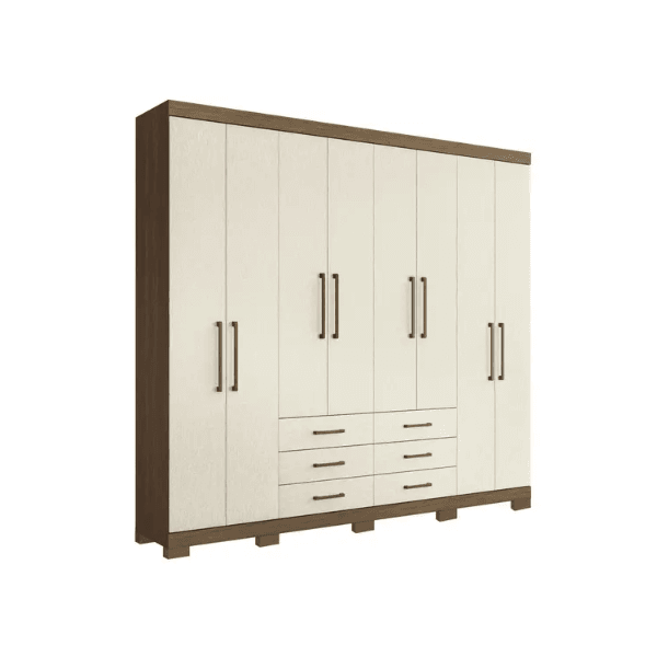 GUARDA ROUPA MASTER 8 PORTAS 6 GAVETAS C/PES JATOBA/AREIA SANTOS ANDIRA