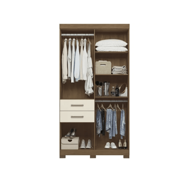 Guarda Roupa Solteiro Verona 6 Portas 2 Gavetas Jatoba/Areia Santos Andira