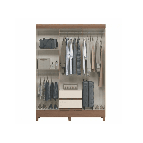 GUARDA ROUPA FIT 6 PORTAS 2 GAVETAS COM PÉS JEQUITIBA/OFF WHITE SANTOS ANDIRA