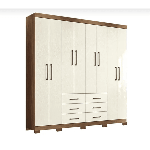 Guarda Roupa Casal Liverpool 8 Portas 6 Gavetas Jatoba/Areia Santos Andira