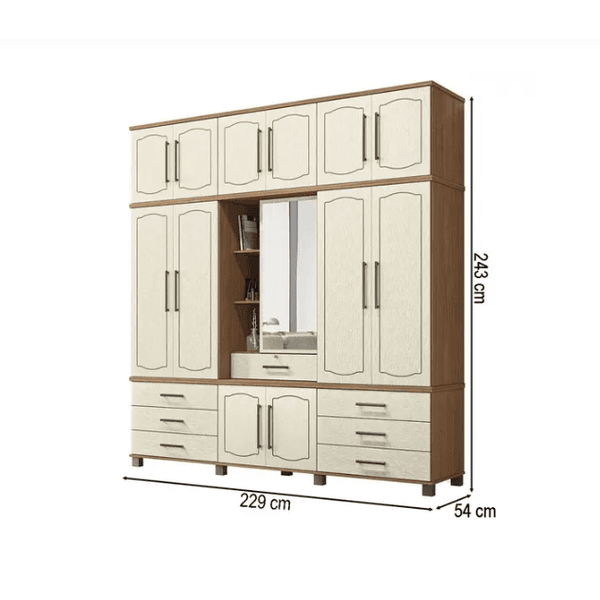 GUARDA ROUPA LONDRES CAPELINHA 13.7 13 PORTAS 7 GAVETAS JTB/ARE SANTOS ANDIRA