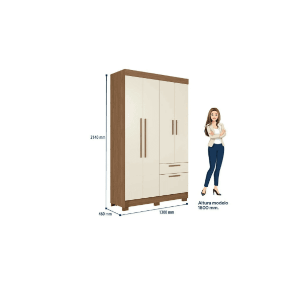 GUARDA ROUPA LONDRINA 4 PORTAS 2 GAVETAS JTB/ARE SANTOS ANDIRA
