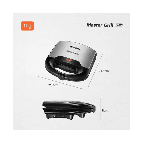 SANDUICHEIRA MASTER GRILL MONDIAL INOX S-20 220V