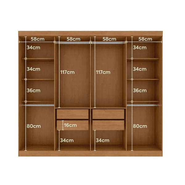 GUARDA ROUPA 8 PORTAS ANDARA SOFT C/PES PVC AMENDOA CLEAN/OFF WHITE LOPAS 