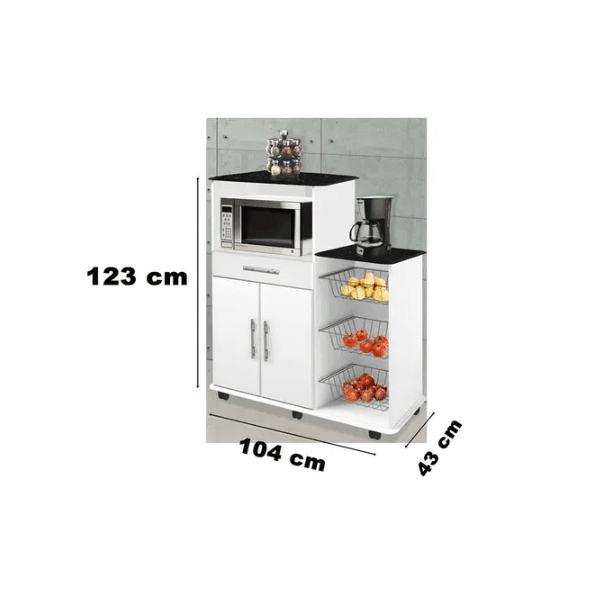 FRUTEIRA TAMARA 2 PORTAS 1 GAVETAS BCA/MARM PASSE BEM