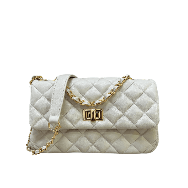 Bolsa Lavin a Couro OffWhite com Ferragens Dourada Look My Bag
