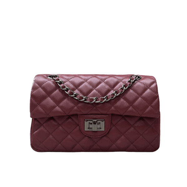 Bolsa Kiara Média Couro Cabernet Grafite