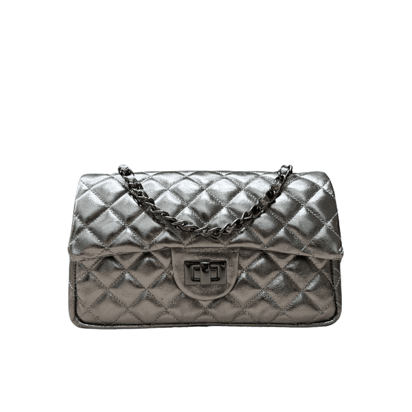 Bolsa Kiara Média Onix Metalizado com Ferragens Onix