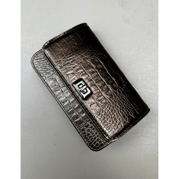 Bolsa Livia Couro Croco Metalizado Acia