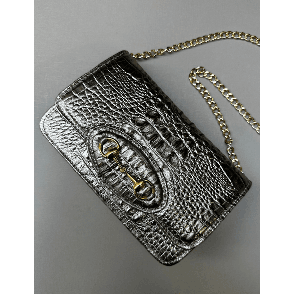 Bolsa Luna Couro Prata Velha