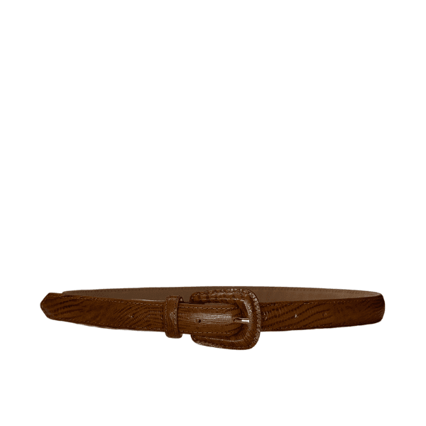 Cinto Pavia Couro Croco Caramelo