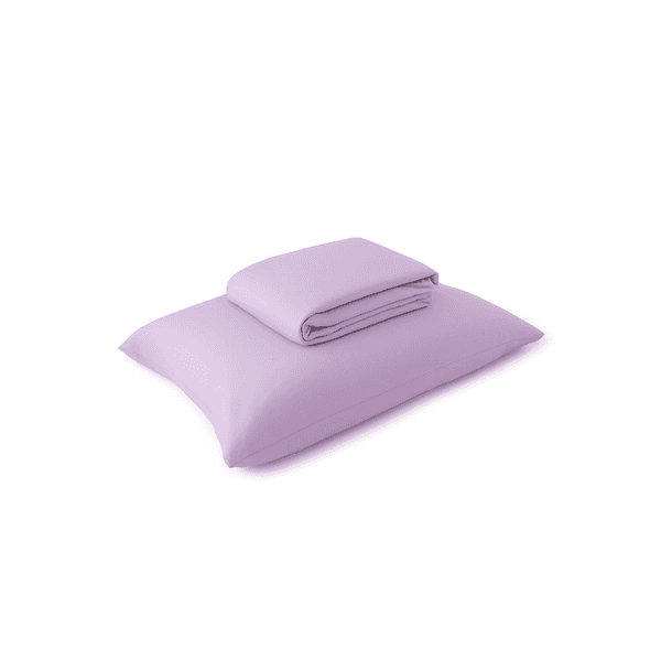 Kit Lençol Solteiro King Violeta + Fronha - Exclusiva Malha Novo Toque 100% Algodão - Super Penteada (2pçs)