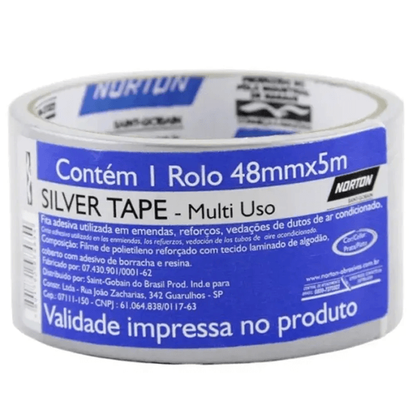 Fita SIlver Tape 48MMX5M Prata 66623386814 Norton