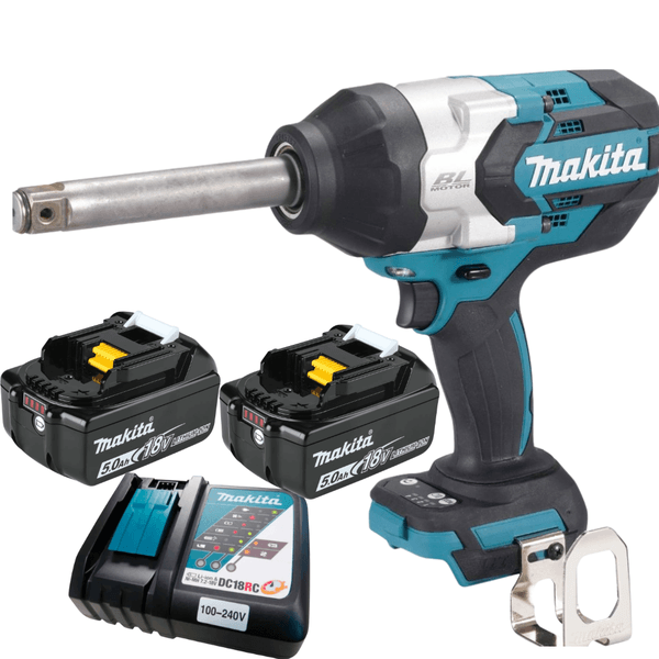 Chave de Impacto Eixo Longo 3/4 Pol DTW1005Z + 2 Baterias 18V + Carregador Bivolt Makita