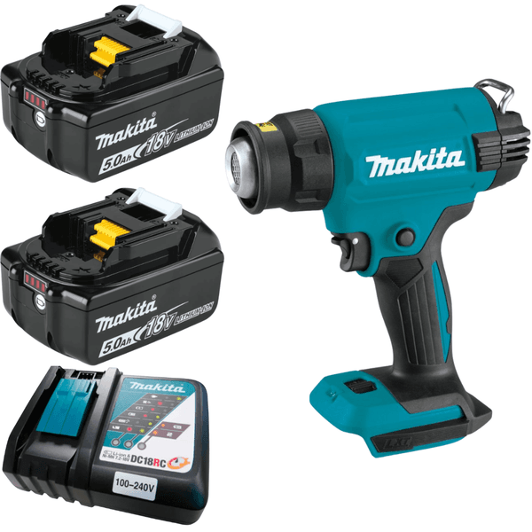 Soprador Térmico DHG181ZK + 2 Baterias 18V 5Ah + Carregador Bivolt Makita