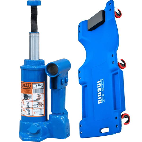 Macaco Garrafa 1,5 Ton Bovenau + Carrinho Esteira Riosultools