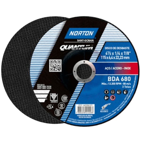 Disco de Desbaste Quantum BDA680 115X6,4X22,23mm 66252841271 Norton