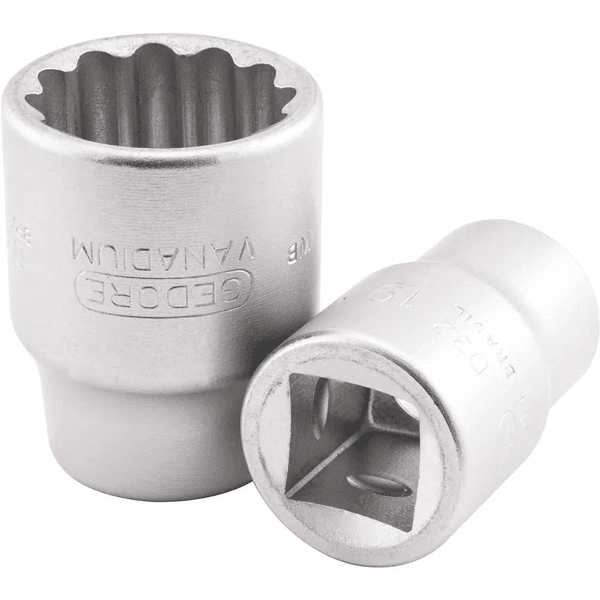 Soquete Estriado Crv Curto 19/32 Pol com Encaixe 1/2 Pol 015.155 Gedore