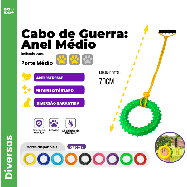 Cabo de Guerra Anel G Porte Médio - Big Bull Pet