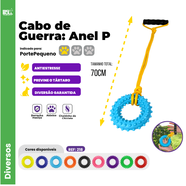 Cabo de Guerra Anel P Porte Pequeno - Big Bull Pet