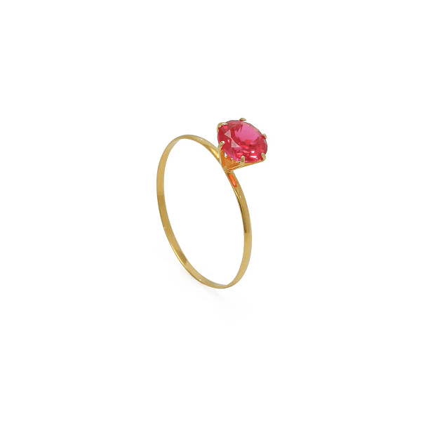 Solitário em Ouro com Zircônia Pink