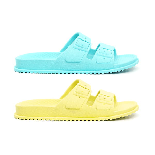 Kit 2 Pares Chinelo Birken Feminino Azul + Amarelo