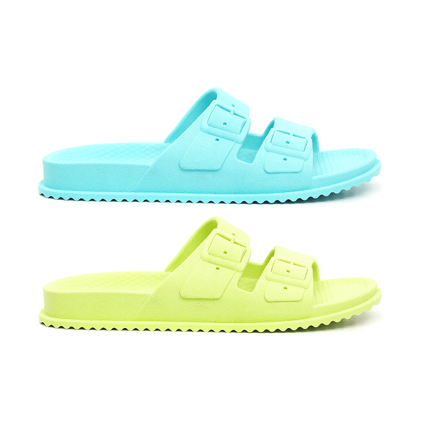 Kit 2 Pares Chinelo Birken Feminino Azul + Verde