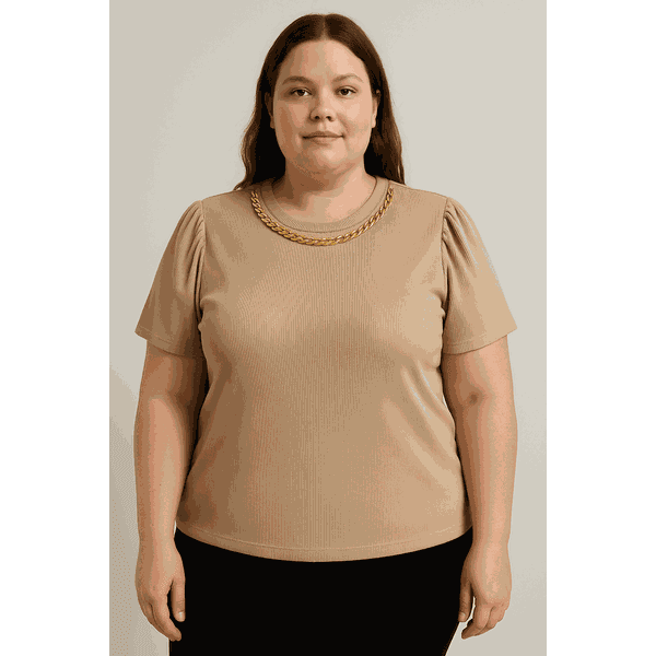 Blusa Canelada com Detalhe Corrente