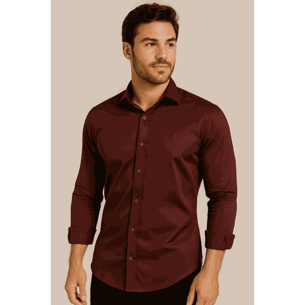 Camisa Social Vinho Intenso