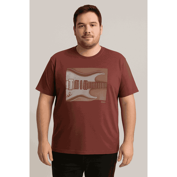 camiseta colisão Guitar Vinho