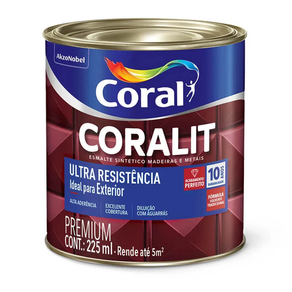 CORALIT ULTRA RESISTENTE ESMALTE FOSCO PRETO 225ML