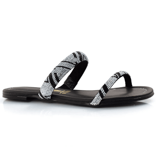 TAMANCO VIZZANO CRISTAL/PRETO/PRETO TIRA PRONTA STRASS/PELICA 