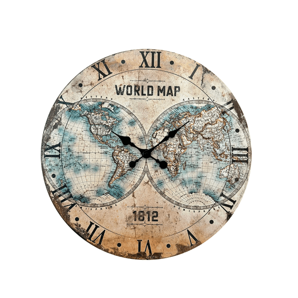 Relógio Retrô - WORLD MAP 1812