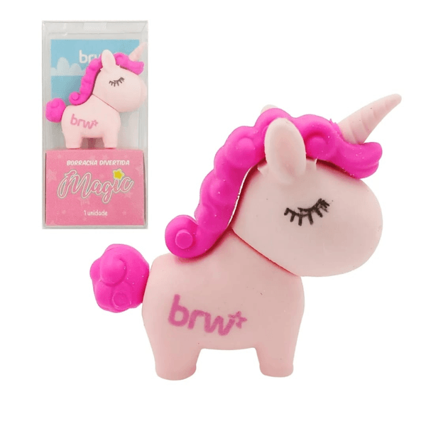 Borracha Fofa Unicórnio Lilás e Rosa