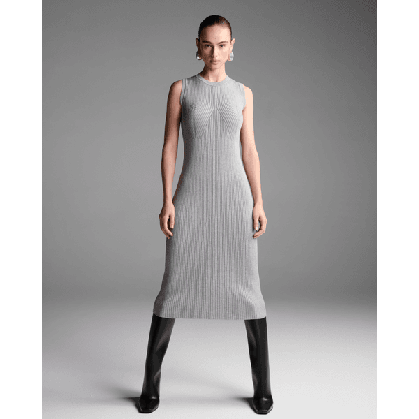 Vestido Regata Canelado Cinza
