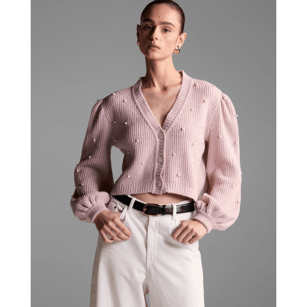 Cardigan Bordado Pérola Duda Rosa