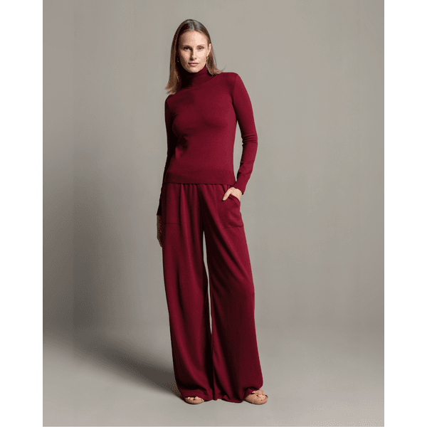 Calça Pantalona Algodão Bordô