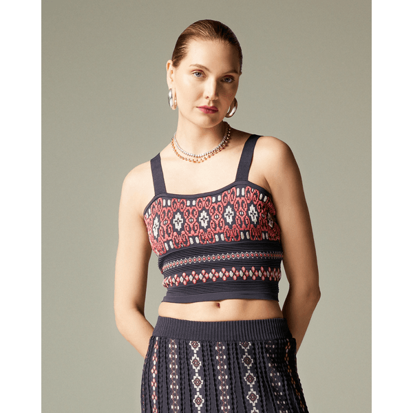 Blusa Jacquard Azul Petróleo-