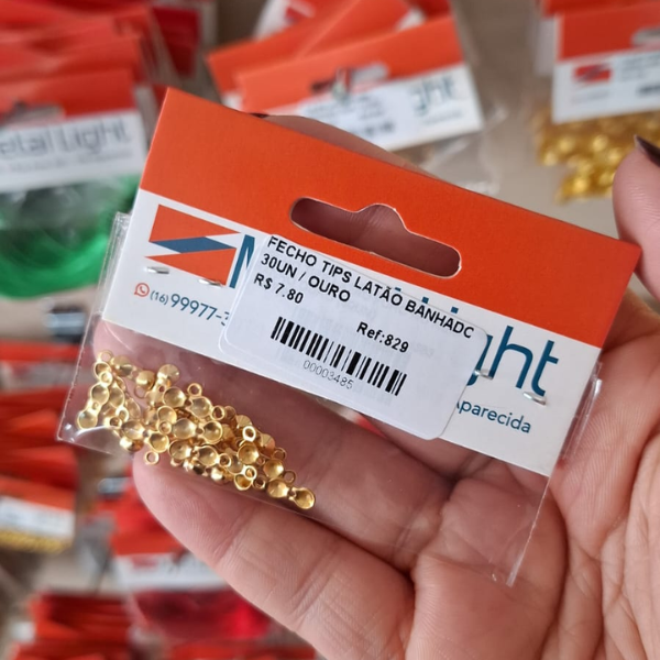 FECHO TIPS LATÃO BANHADO 30UN 829 .
