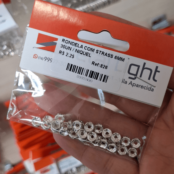 RONDELA COM STRASS 6MM 30UN 826 .