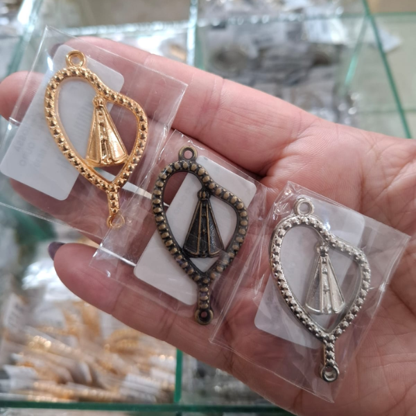 PINGENTE TERÇO NOSSA SENHORA 2 PONTAS ML6030 .