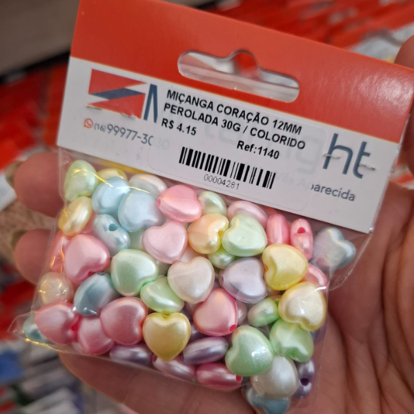 MIÇANGA CORAÇÃO 12MM PEROLADA 30G 1140 .